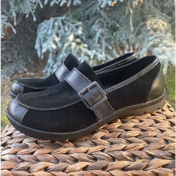 Born boc Erna Black Suede & Leather Adjustable Buckle Slip on Classic Loafer 11 - Picture 4 of 8